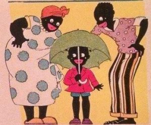 The family depicted as racial caricatures