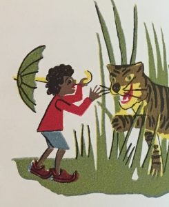 Sambo encounters a tiger in the jungle