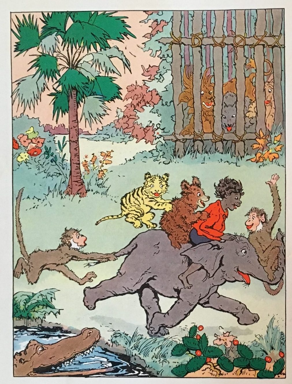 Title page with illustrations of Sambo and animals